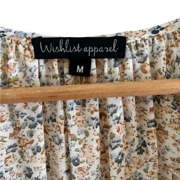 Wishlist Apparel Floral Cream Maxi Ruffle V-neck Lined  Boho Dress Sz Medium - Picture 12 of 14